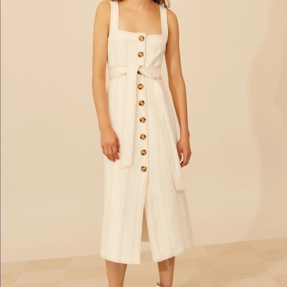 C/MEO COLLECTIVE WHITE MIDI DRESS - SIZE S
